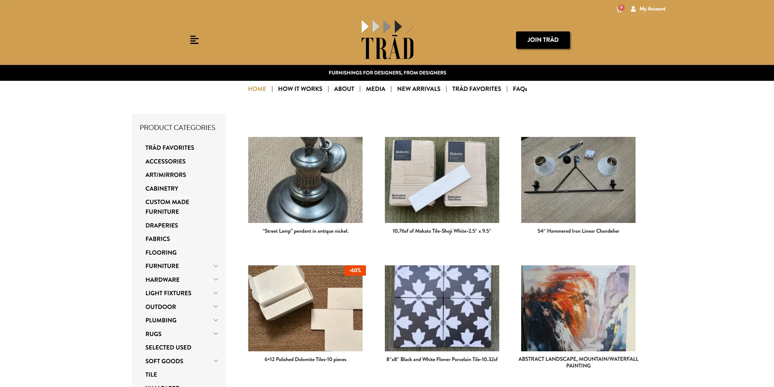 Trād Furnishings website preview