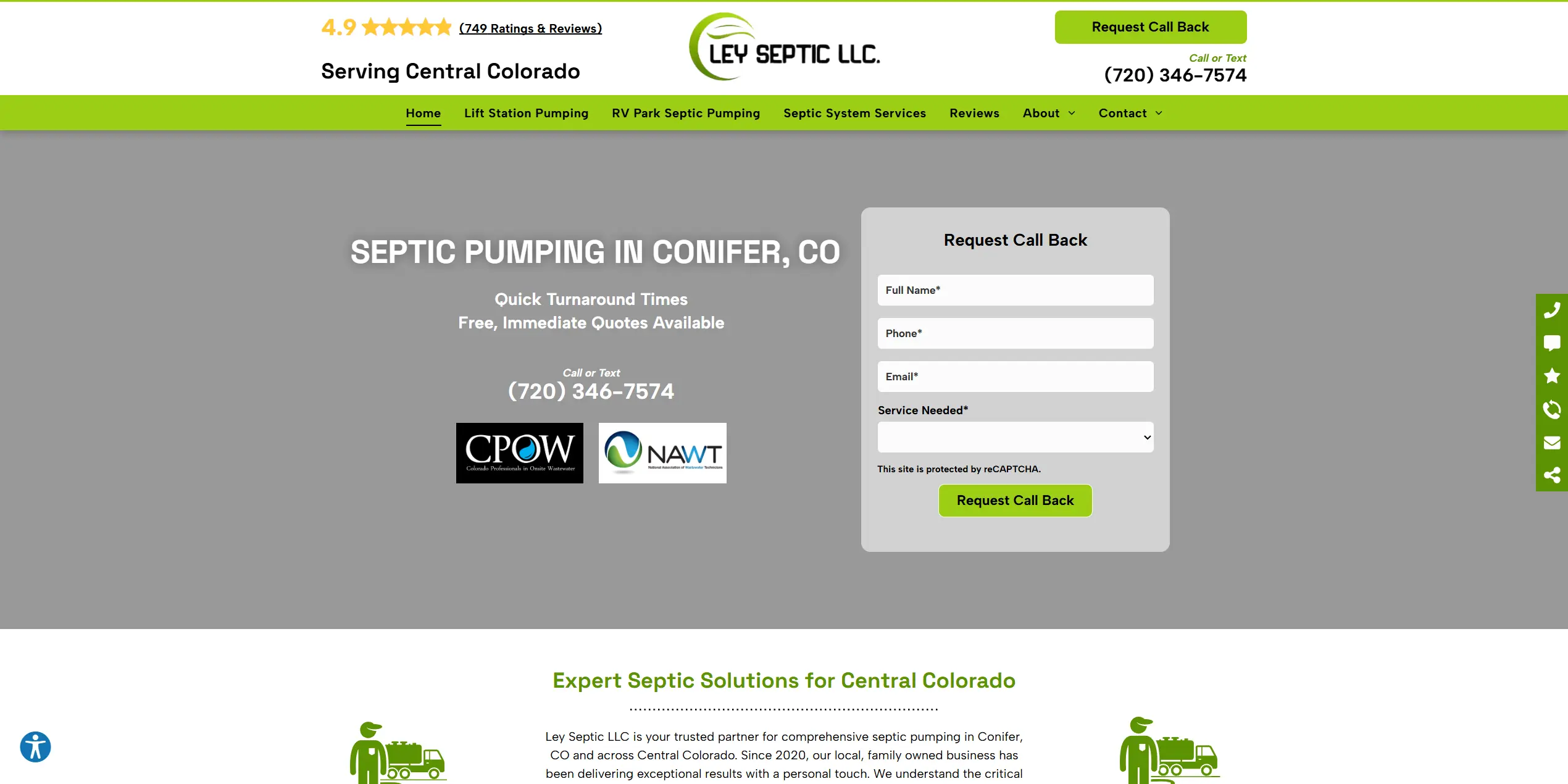 Ley Septic LLC website preview
