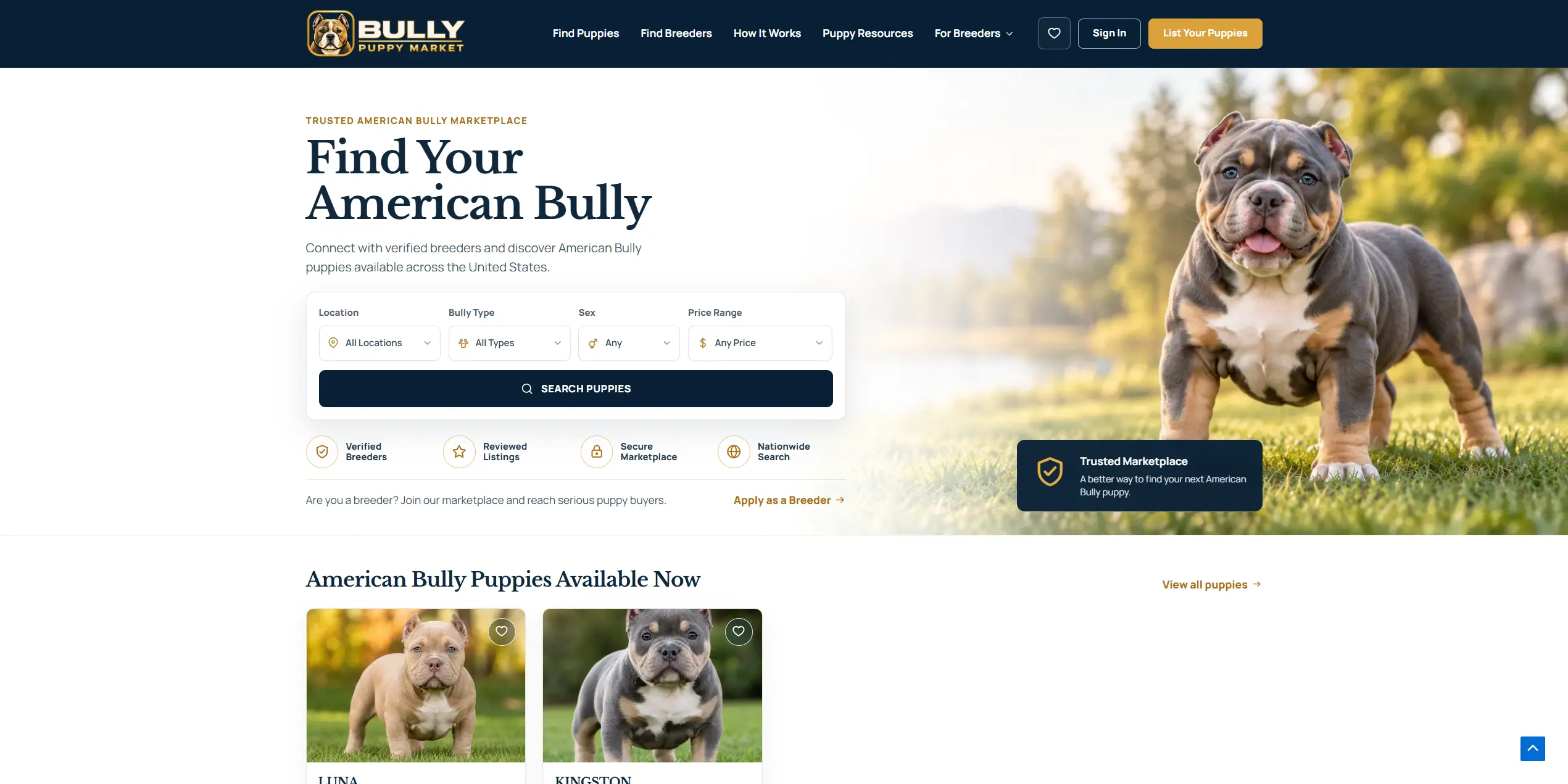 Bully Puppy Market website preview